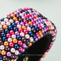 new personality exaggerated gypsophila wide-sided thick sponge pearl headband for ladies, pure color fabric headband